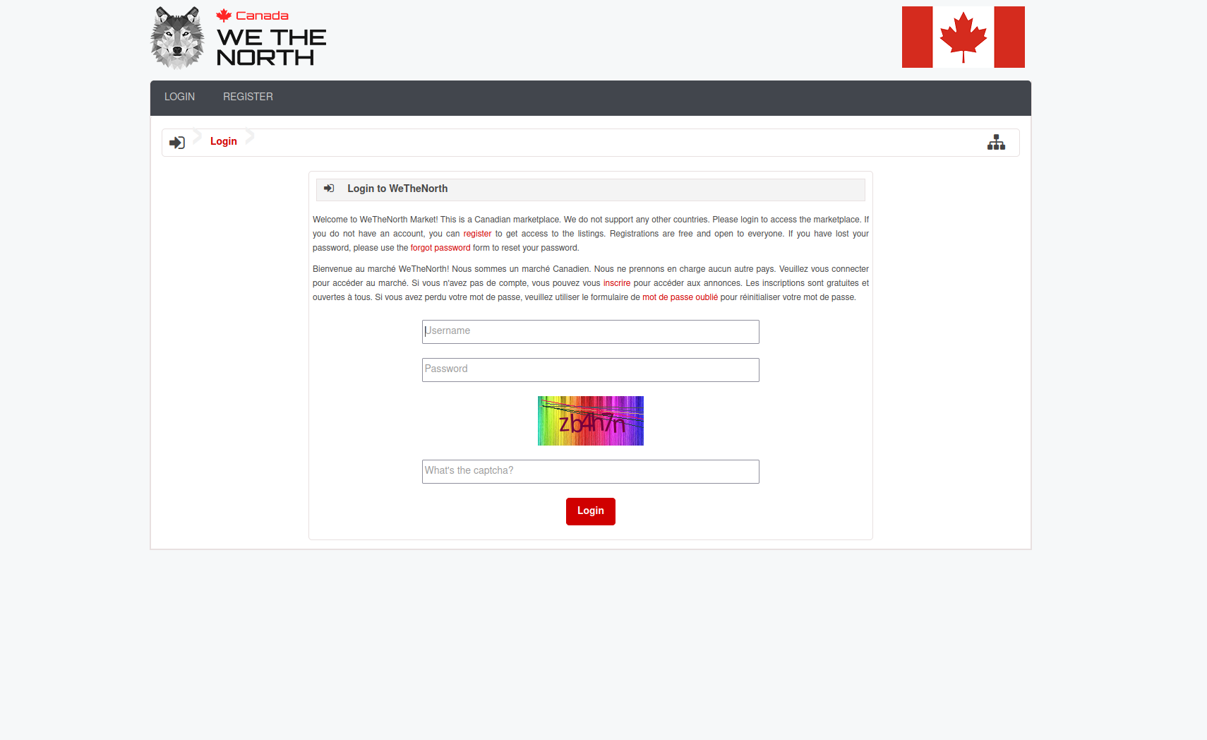WeTheNorth Login Interface